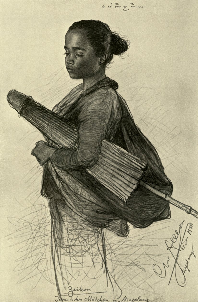 Şemsiyeli genç kadın, Magalang, Java, 1898. by Christian Wilhelm Allers