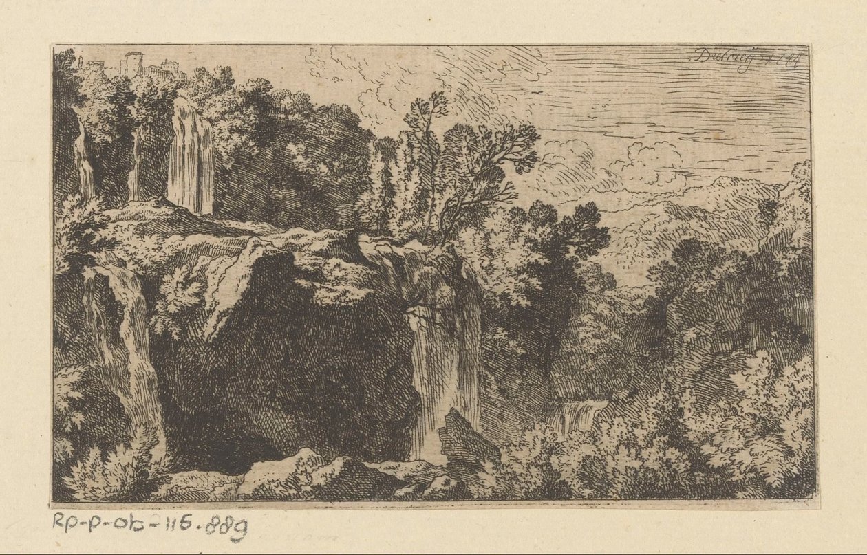 Şelale ile Arcadian manzara by Christian Wilhelm Ernst Dietrich