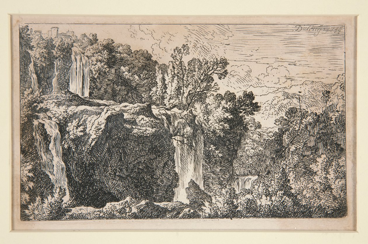 Şelale ile manzara by Christian Wilhelm Ernst Dietrich