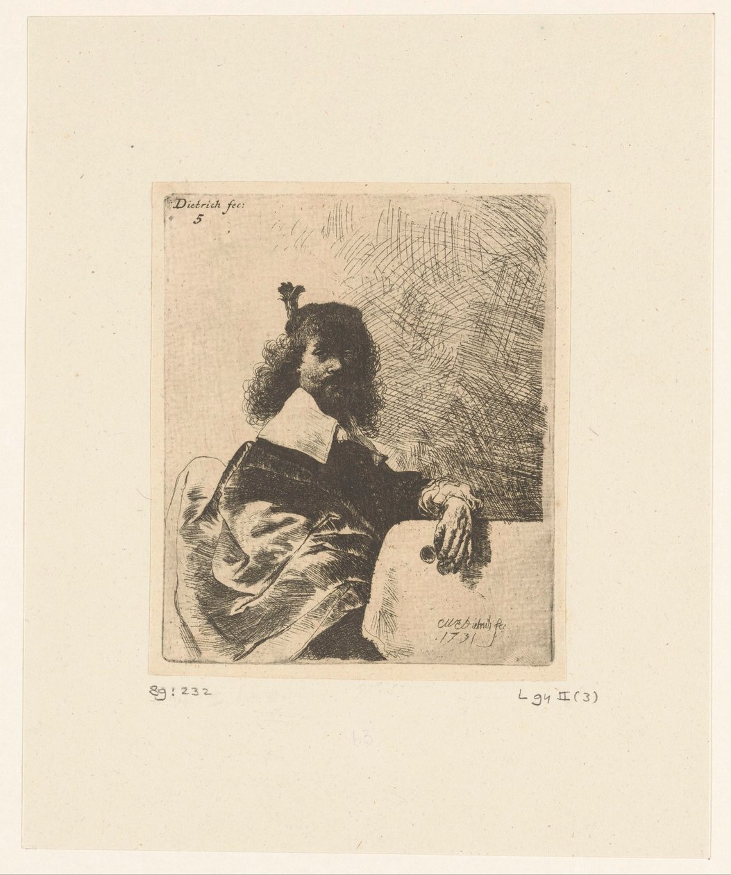 Elinde gözlüklü adam by Christian Wilhelm Ernst Dietrich