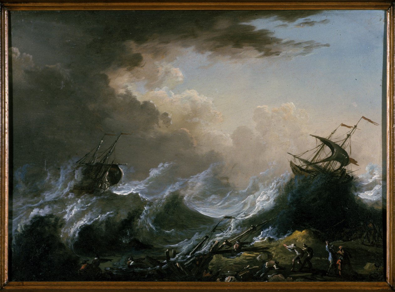 Deniz fırtınası ve gemi enkazı by Christian Wilhelm Ernst Dietrich