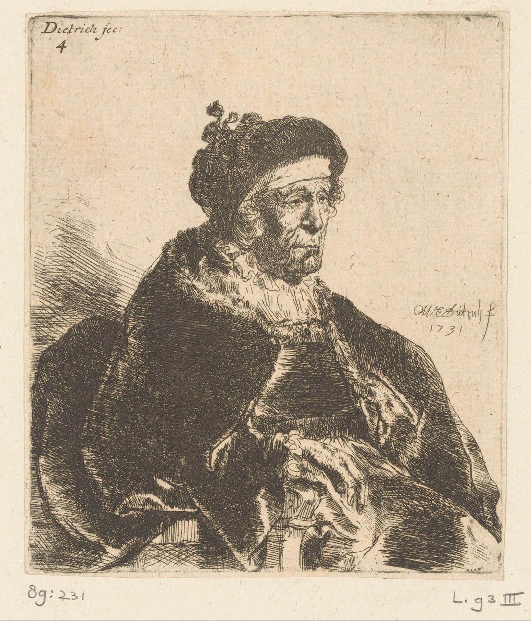 oturan yaşlı kadın by Christian Wilhelm Ernst Dietrich