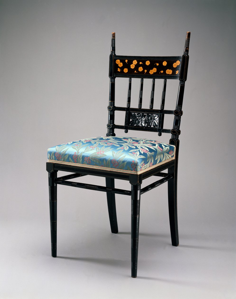 Yan Sandalye, Herter Brothers Company, c.1876-79 (kiraz, yaldız ve döşeme) by Christian and Gustave 1830 98 Herter