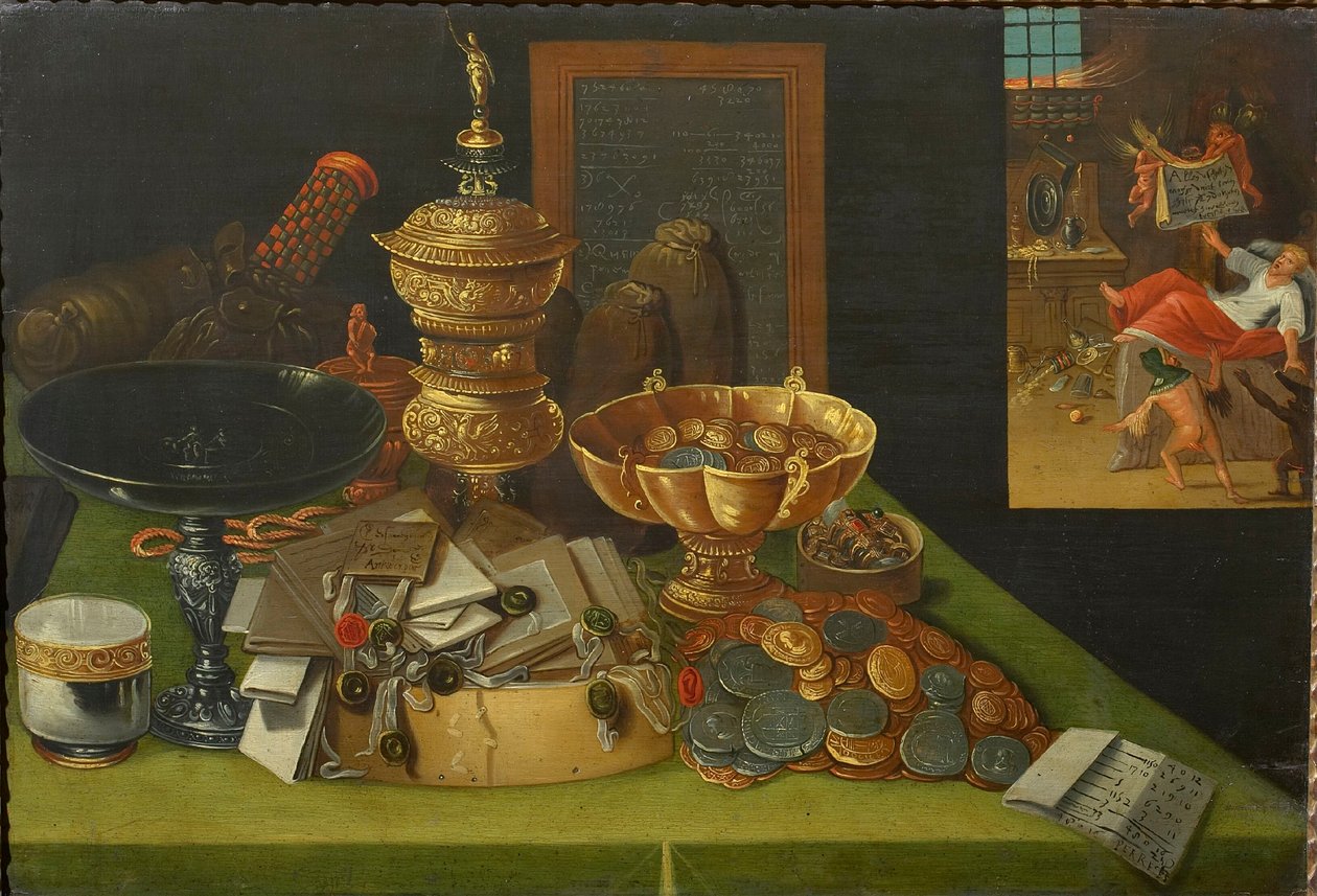 Zengin Adamın Ölüm Sahnesi ile Dünyevi Zenginlikler Alegorisi, M.Ö. 1600. by Christian van den Perre