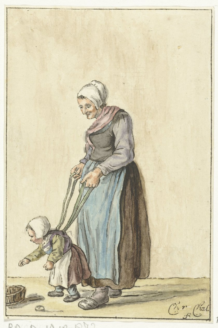 Anne çocuğa yürümeyi öğretir by Christina Chalon