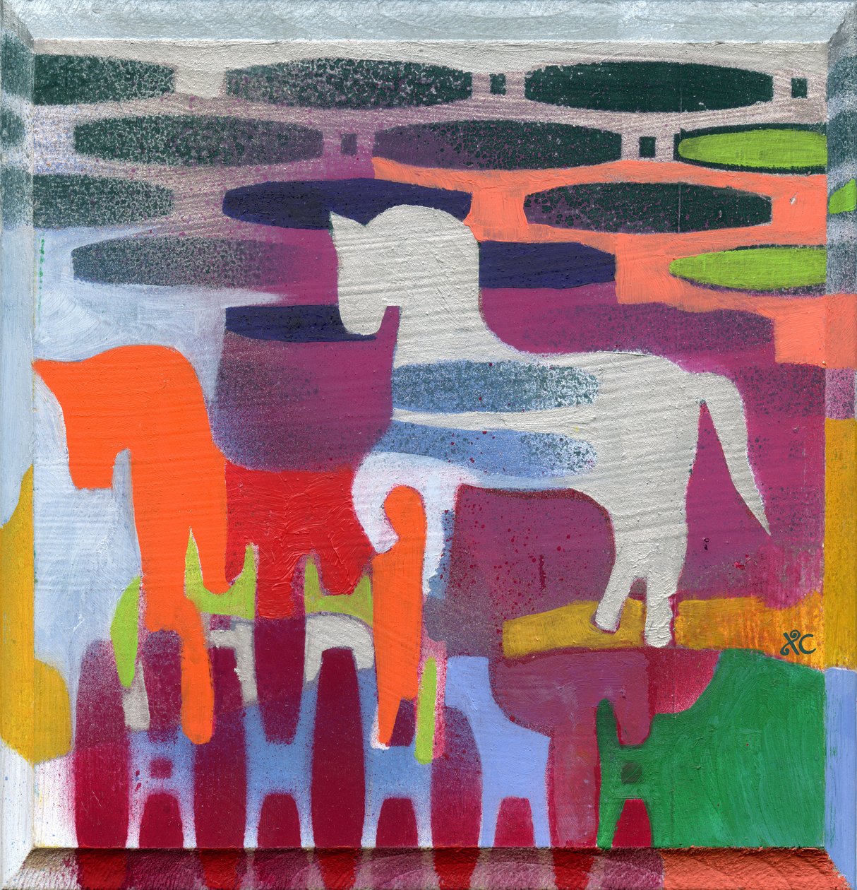 Atlar, c. 2008 (ahşap panel üzerine akrilik) by Christina Saj