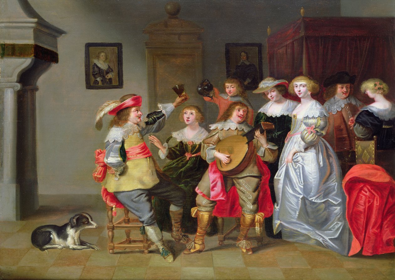 Bir iç mekanda zarif bir şirket by Christoffel Jacobsz van der Lamen