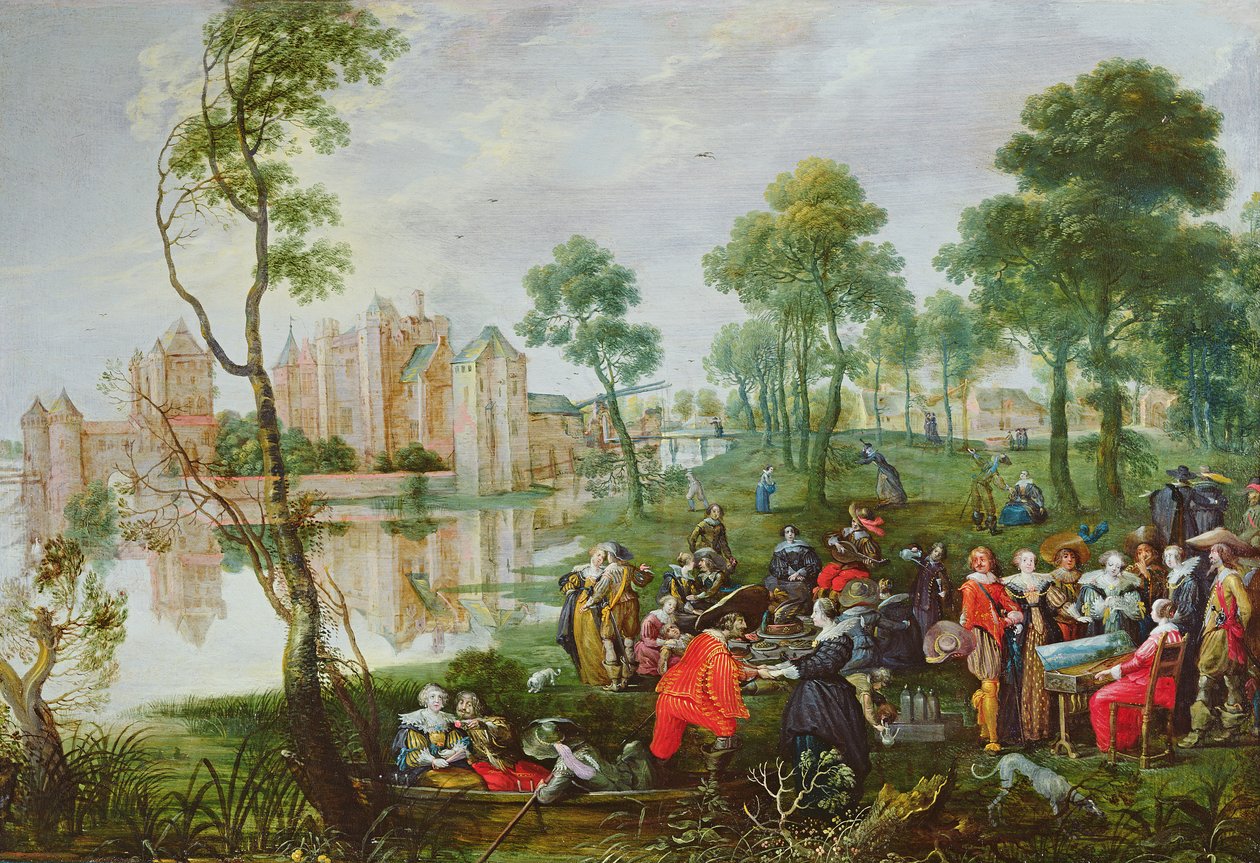bir parkta piknik by Christoffel Jacobsz van der Lamen
