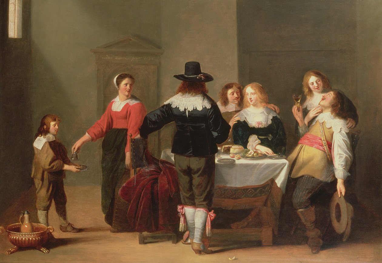 Kadın Bölüğünde Askerlerin Yiyip İçtiği Bir Muhafız Odası İçi, 1639 by Christoffel Jacobsz van der Lamen