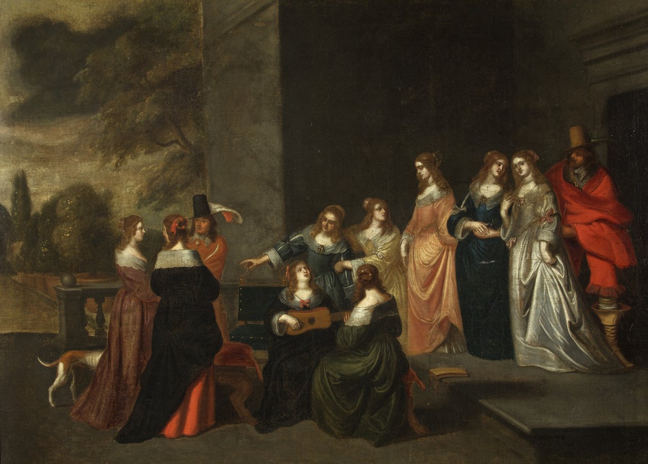 Terasta Grup, 1640 civarı (tuval üzerine yağlı boya) by Christoffel Jacobsz van der Lamen