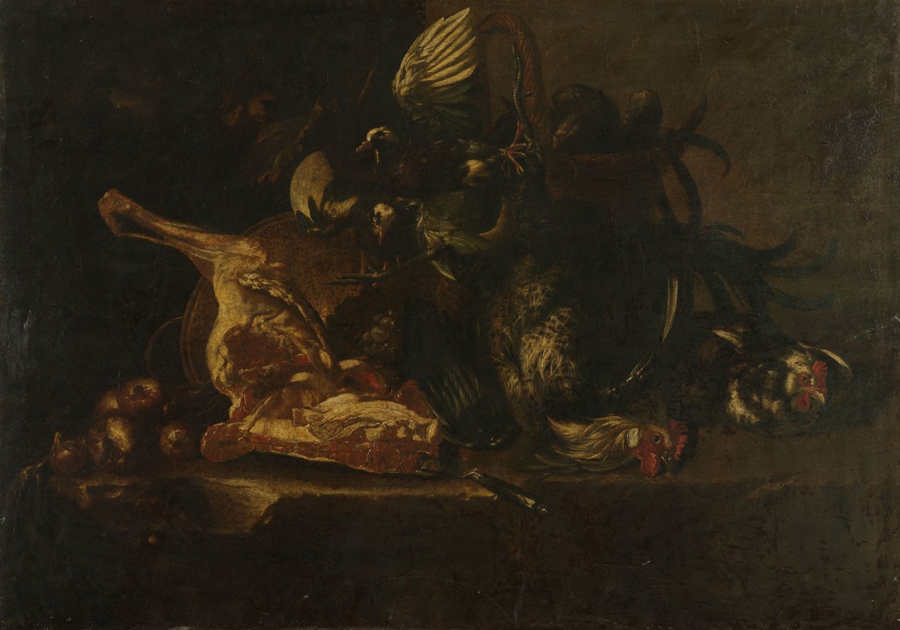 Et ve ölü kuşlar ile natürmort by Christoffel Puytlinck