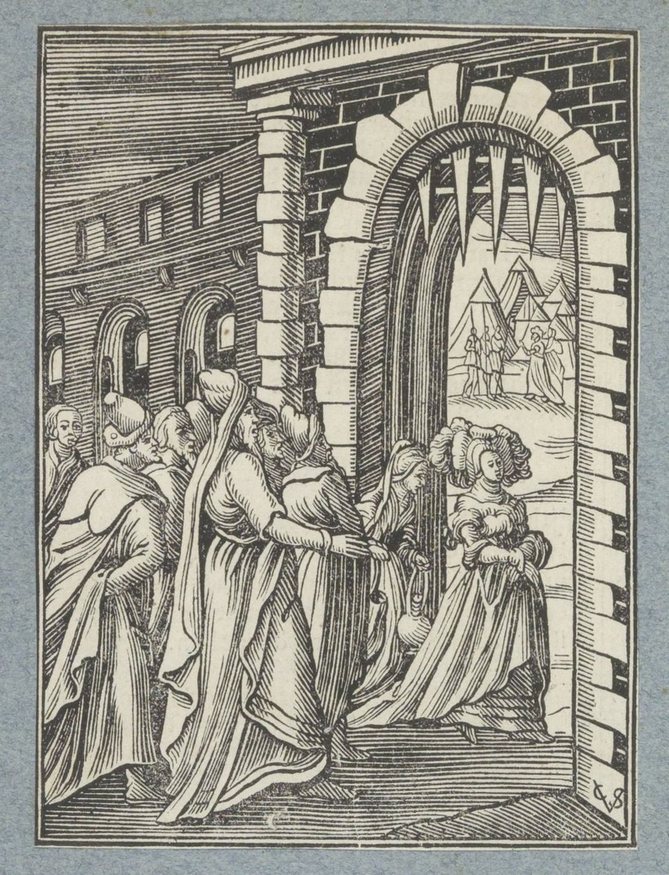 Judith ve hizmetçisi Holofernes yolunda by Christoffel van Sichem (II)
