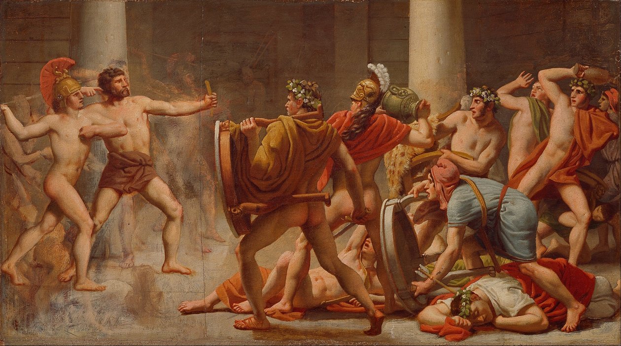 Ulysses Penelopes taliplerinden intikam alıyor by Christoffer Wilhelm Eckersberg