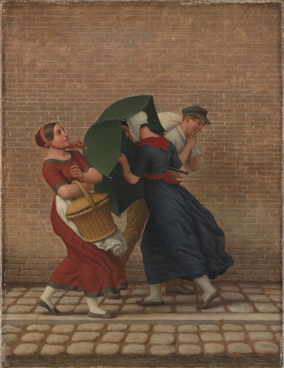 Rüzgarlı ve Yağmurlu Havada Sokak Manzarası, 26 Kasım 1846 (tuval üzerine yağlı boya) by Christoffer Wilhelm Eckersberg