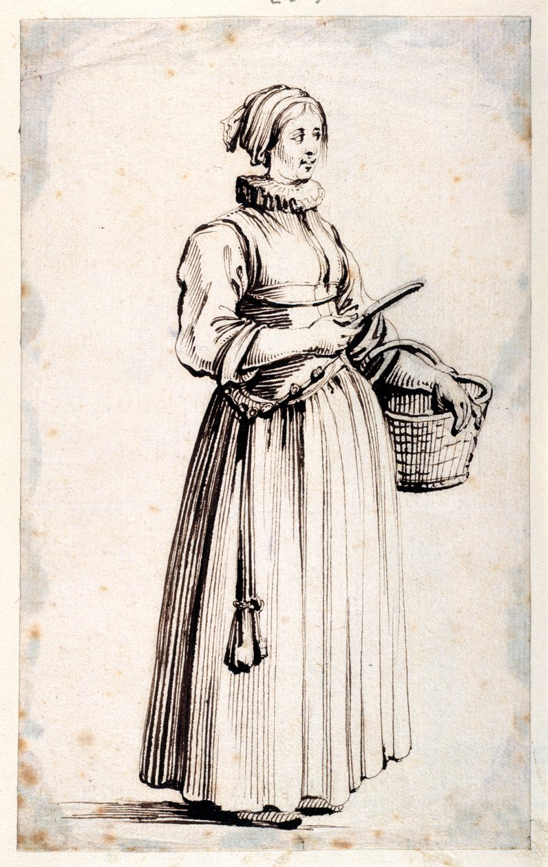 Sepetli ve Bıçaklı Figür (kağıt üzerine kalem ve kahverengi mürekkep) by Kosma Sergejewitsch Petrow Wodkin