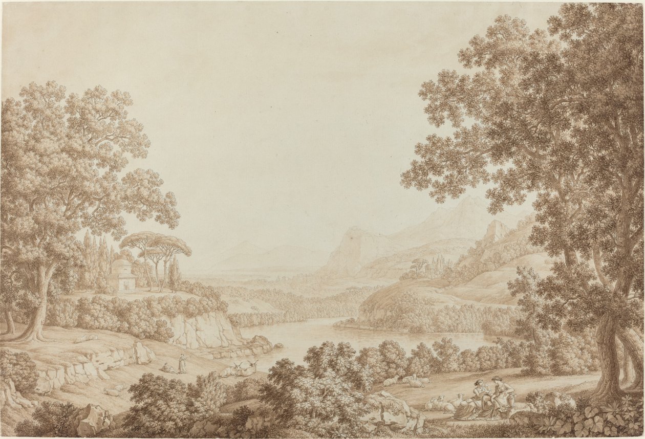 Mozole ile Arkadya Manzarası by Christoph Heinrich Kniep