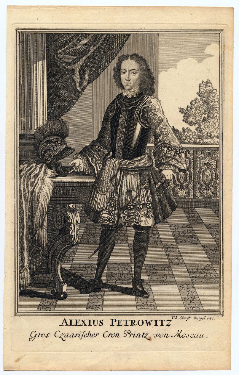 Rus Çareviç Alexei Petrovich'in Portresi (1690-1718) (Alexis Petrovitch Romanov) - Wiegel, Christoph (1654-1725) - 1710 - Bakır gravür - 31,2x19,7 - Özel Koleksiyon by Christoph Weigel