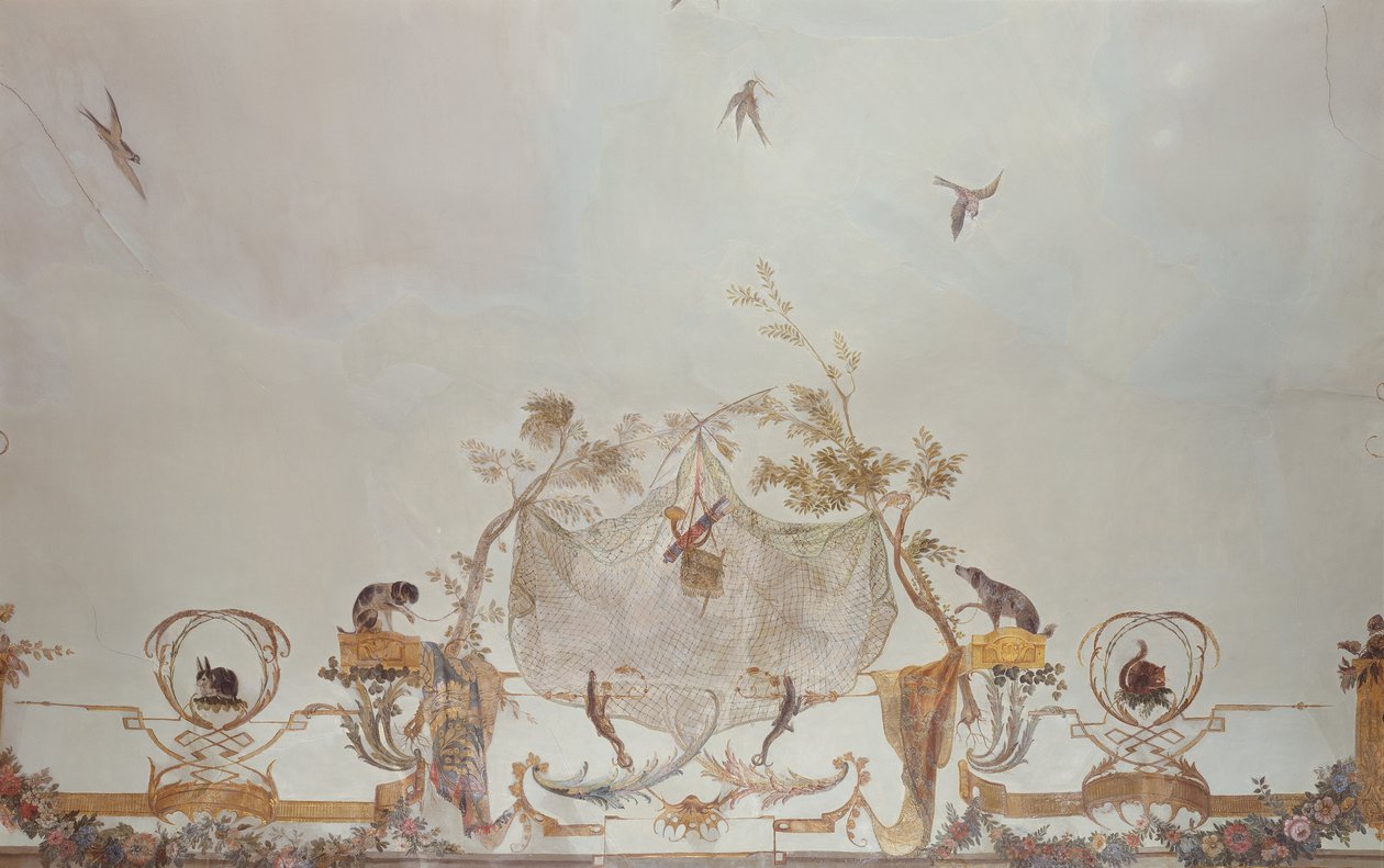 Grande Singerie, detay, c.1735 (duvar resmi) by Christophe Huet