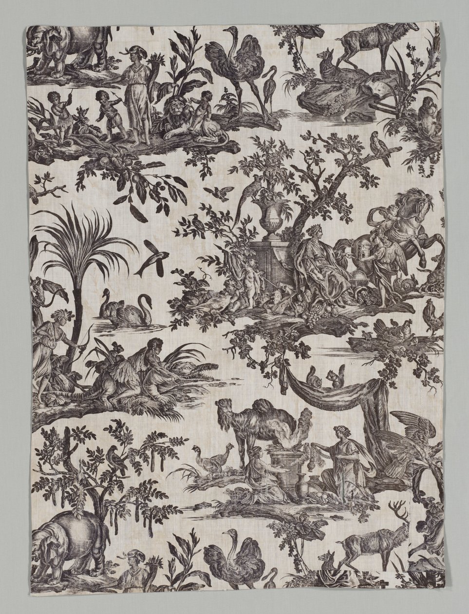 Les quatres party du monde Design, 1788 ile Copperplate Baskılı Pamuk parçası. by Christophe Philippe Oberkampf