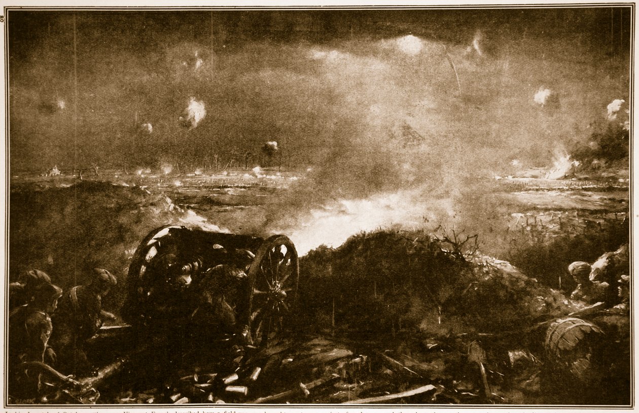 Ypres yakınlarında bir İngiliz Piyade Saldırısını desteklemek için topçu yetiştiriliyor, 1914-19 by Christopher Clark