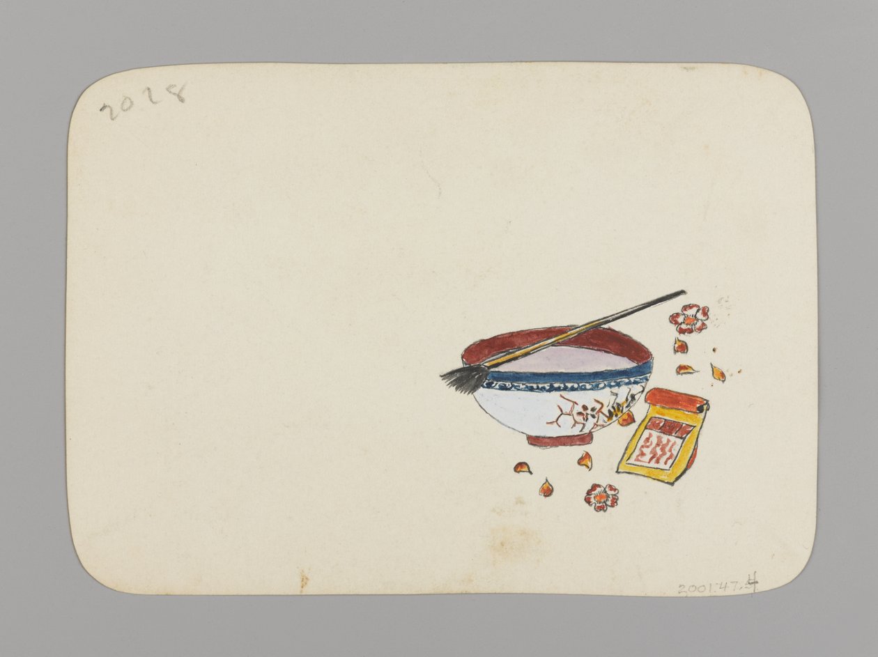 Paint Bowl and Brush (yassı), c.1880 (wc ve çok ince karton üzerine siyah mürekkep) by Christopher Grant La Farge