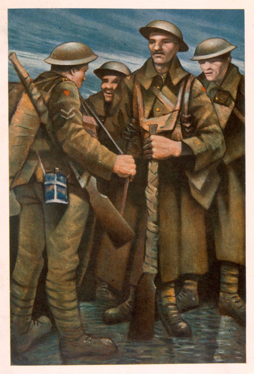 Cephedeki İngiliz Sanatçılardan Bir Grup Asker, Batı Cephesinin Devamı, 1918 by Christopher Richard Wynne Nevinson