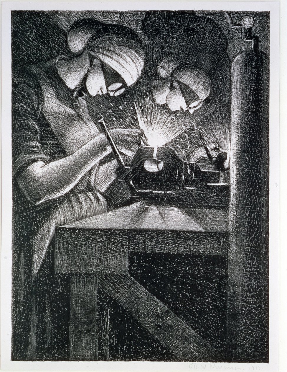 Asetilen Kaynakçıları, 1917 (aşındırma ve kuru nokta) by Christopher Richard Wynne Nevinson