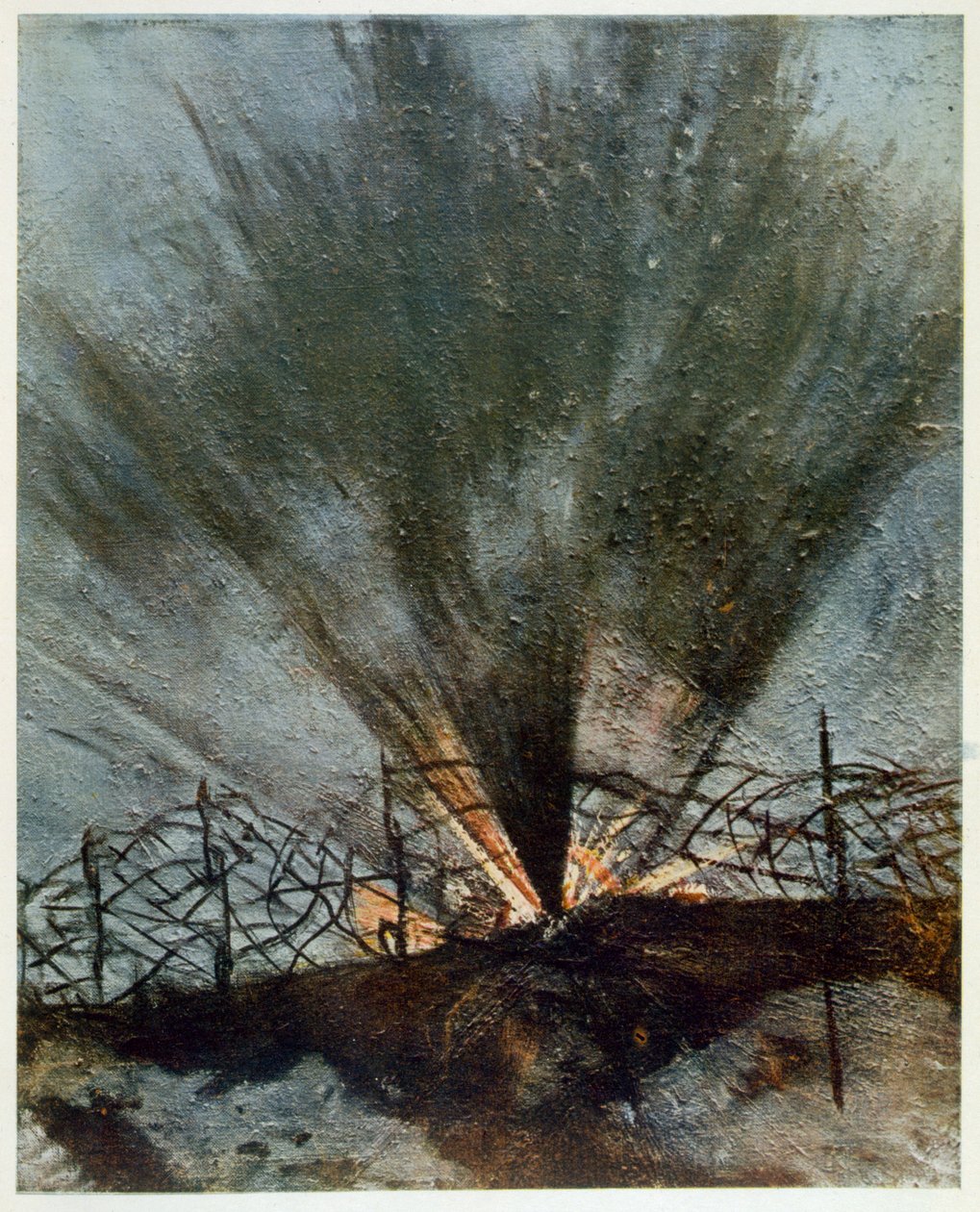 Cephedeki İngiliz Sanatçılardan Patlayan Kabuk, Batı Cephesinin Devamı, 1918 by Christopher Richard Wynne Nevinson