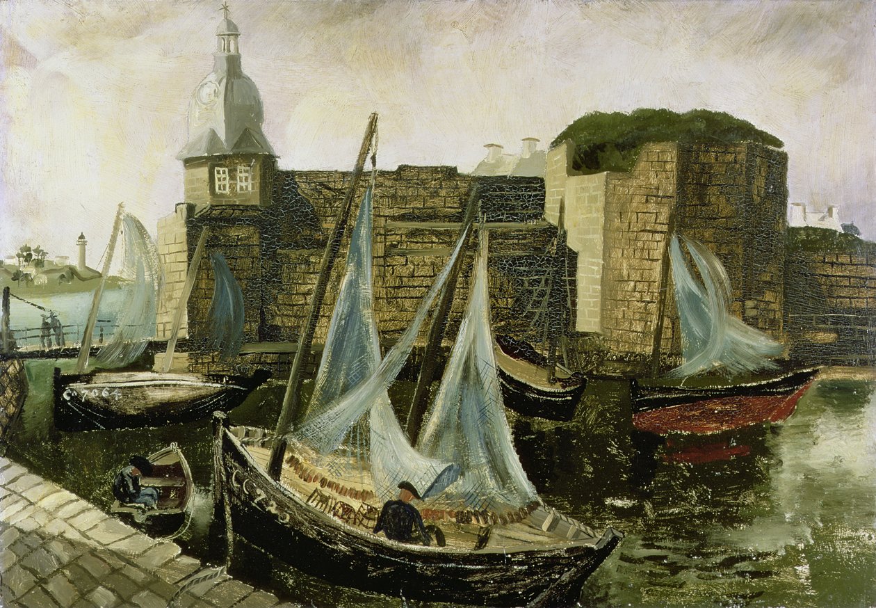 La Ville-Close, Concarneau, Brittany, 1930 (değirmen tahtasında yağ) by Christopher Wood