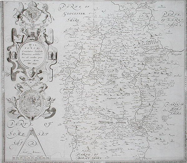 Wiltshire Haritası, William Web tarafından oyulmuş, 1645 yayınlandı (gravür) by Christopher (after) Saxton