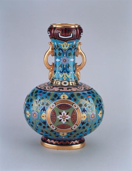Emaye işi, Minton & Co, c.1870 (porselen) taklidi ile süslenmiş kukla vazo by Christopher Dresser