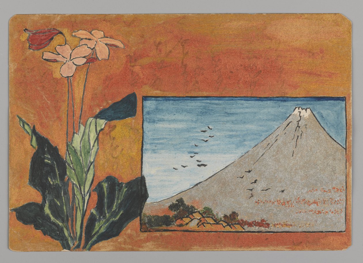 Çiçekli Fuji (kağıt üzerinde wc) by Christopher Grant La Farge