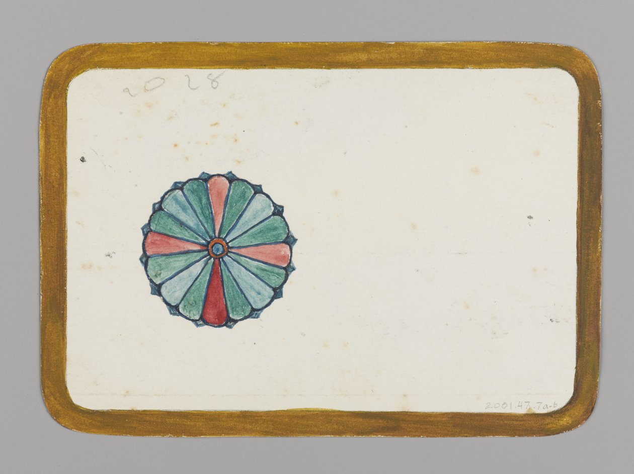Stilize Krizantem (verso), c.1880 (wc, siyah mürekkep ve çok ince karton üzerine grafit üzeri metalik boya) by Christopher Grant La Farge