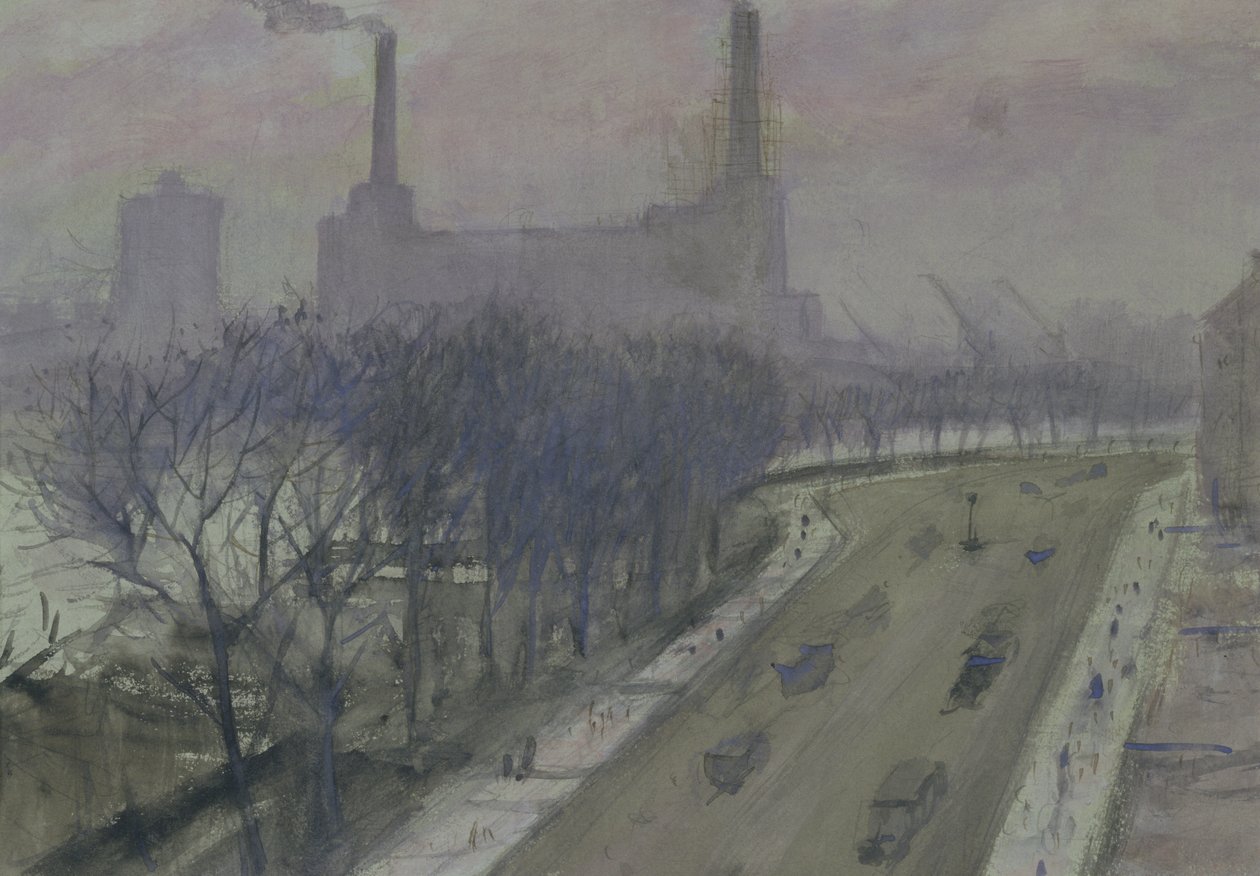 Battersea Elektrik Santrali, c.1935 by Christopher Richard Wynne Nevinson