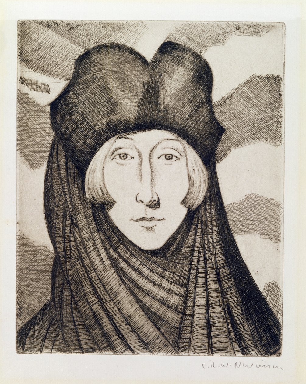 Edith Sitwell (1887-1964) 1927 (aşındırma ve kuru nokta) by Christopher Richard Wynne Nevinson