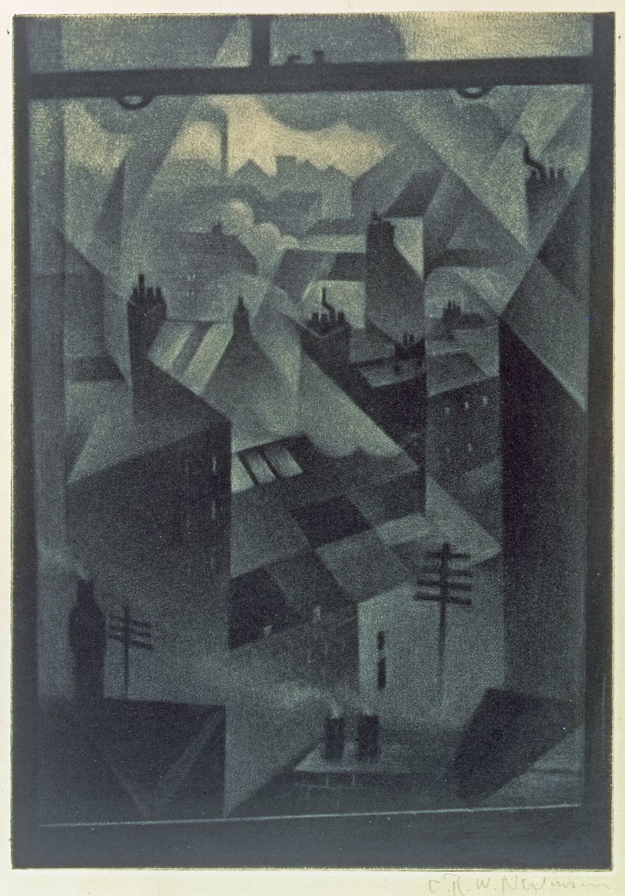 Bir Ofis Penceresinden, 1918 (mezzotint) by Christopher Richard Wynne Nevinson