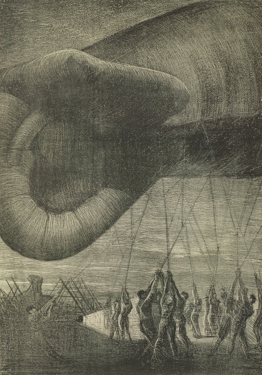 Bir Gözlem Balonunu Geceleri Düşürmek, 1918 by Christopher Richard Wynne Nevinson