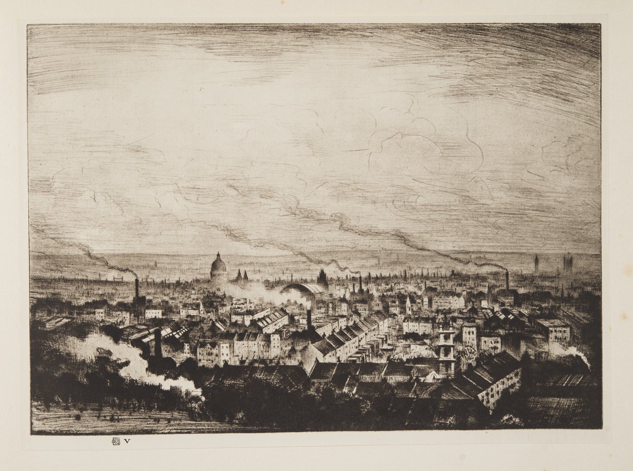 Londra, Parliament Hill#39;den, yayın.1923 (gravür) by Christopher Richard Wynne Nevinson