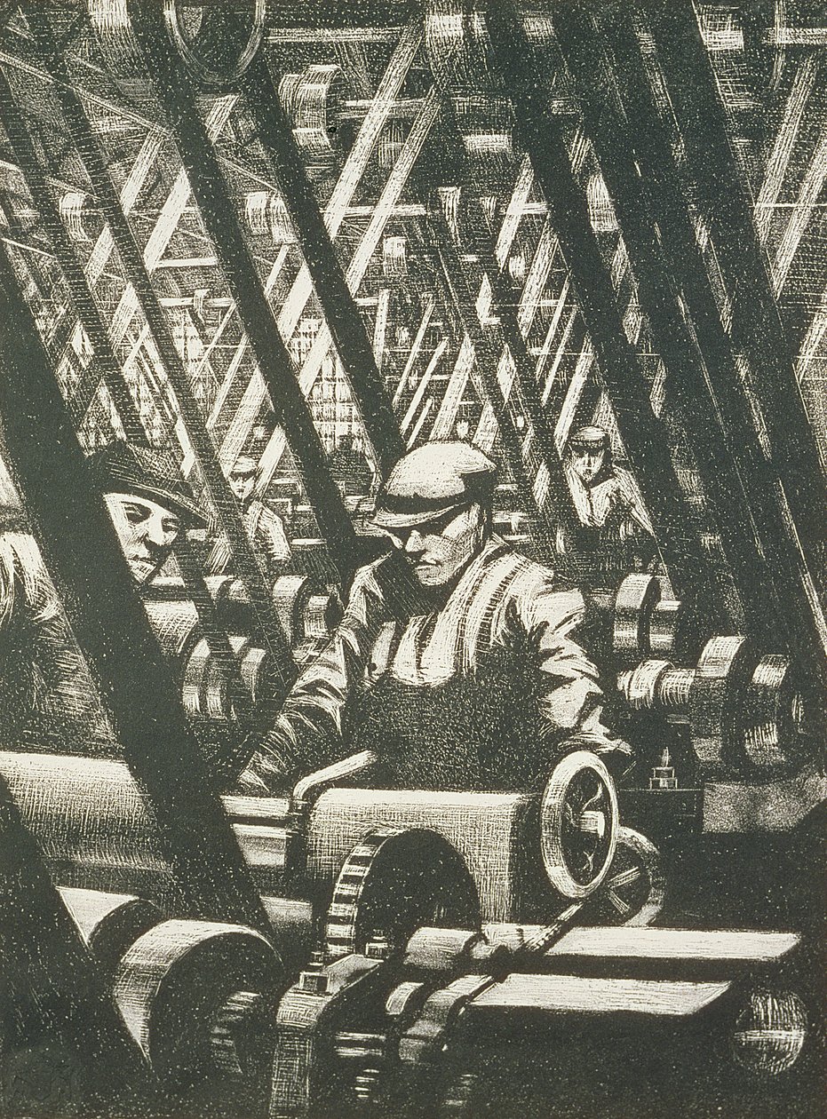 Motorun yapımı, 1917 (aşındırma ve kuru nokta) by Christopher Richard Wynne Nevinson