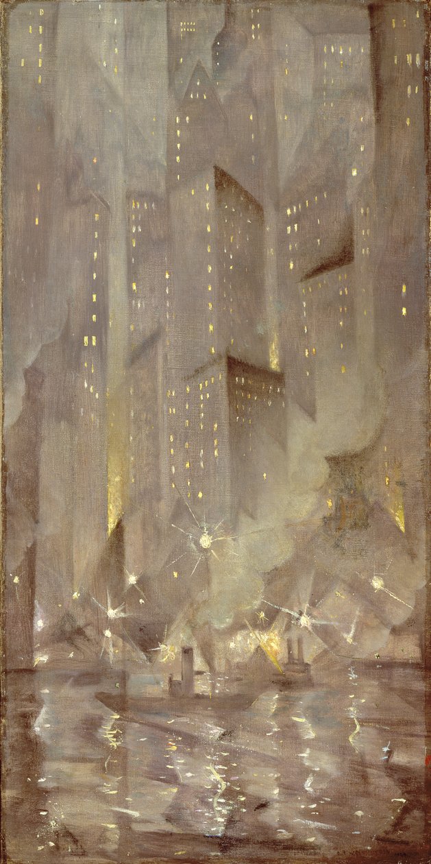 New York by Night, c.1922 by Christopher Richard Wynne Nevinson