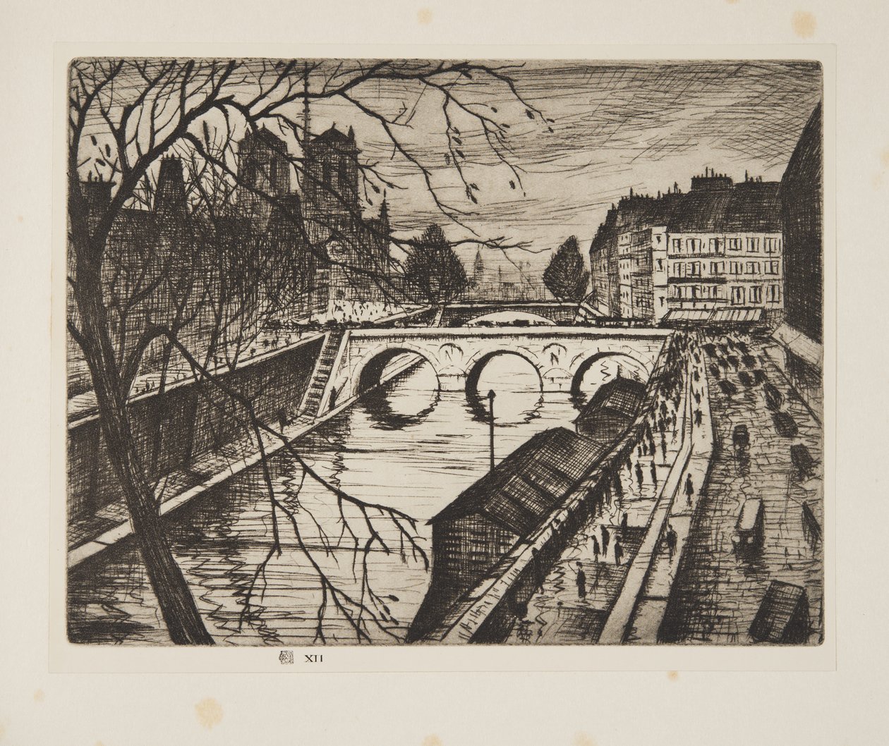 Notre Dame, Paris Rıhtımları, yayın.1931 (gravür) by Christopher Richard Wynne Nevinson