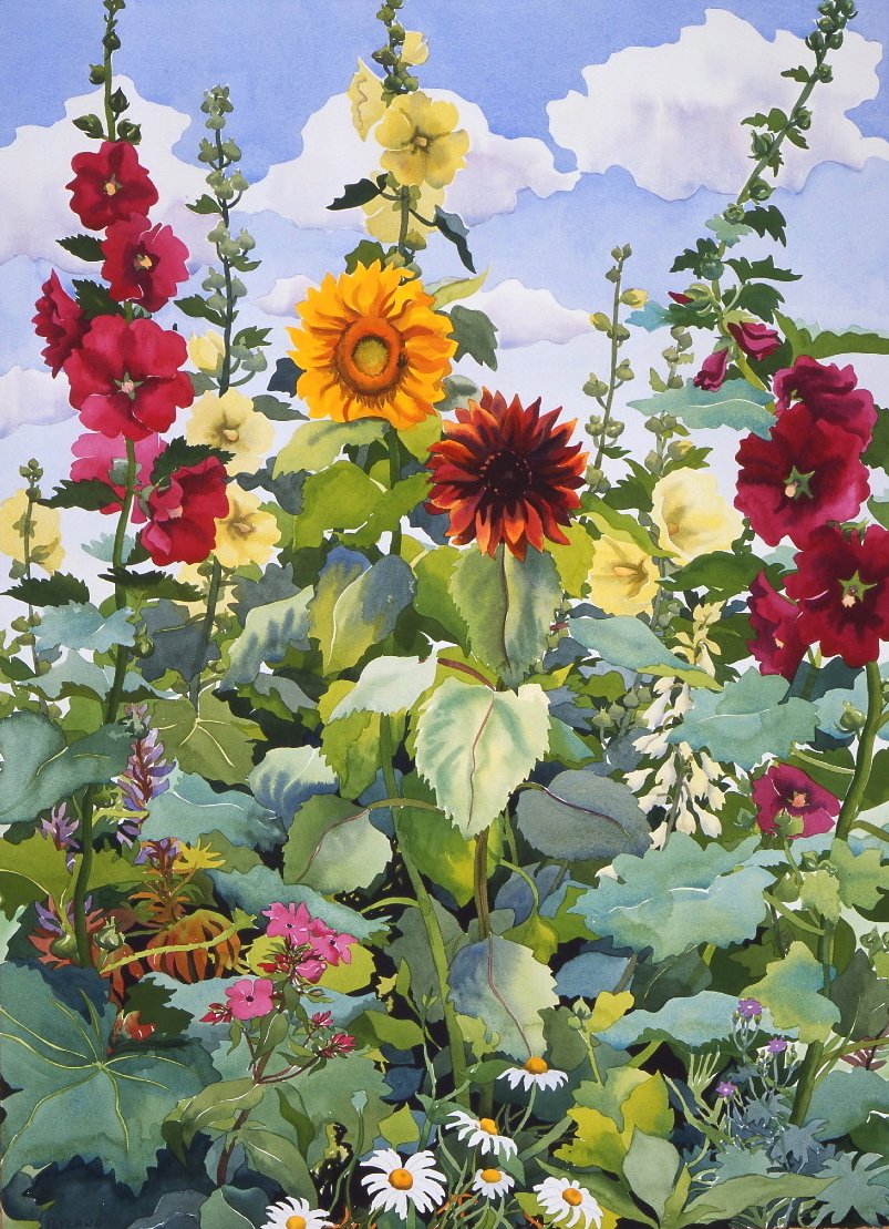 Gülhatmi ve Ayçiçekleri, 2003 (kağıt üzerine suluboya) by Christopher Ryland