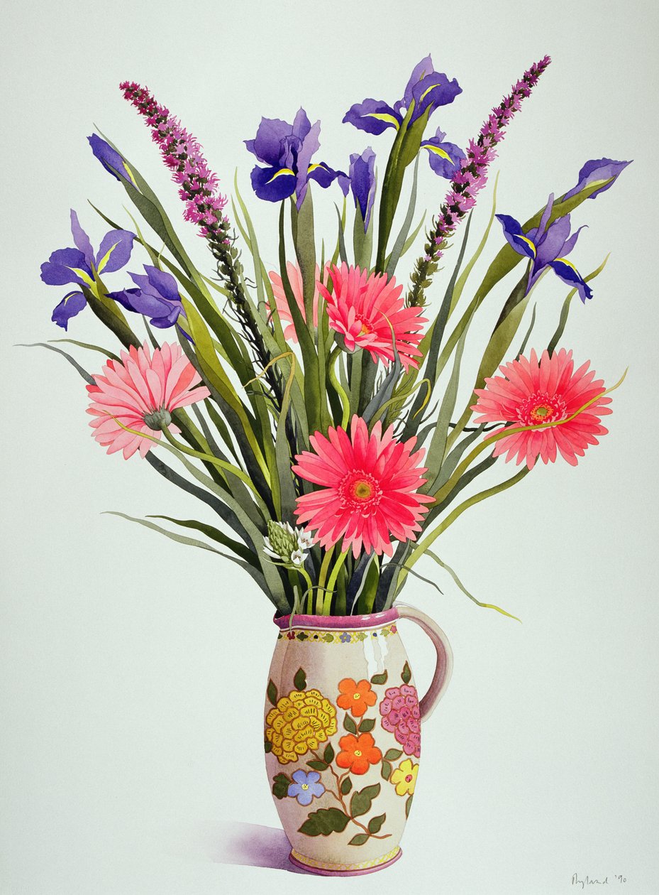 Hollanda Sürahisinde Süsen ve Gerbera (wc) by Christopher Ryland