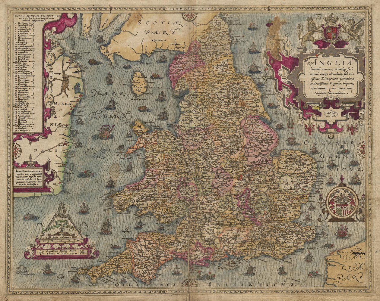 Anglia: İngiltere ve Galler, 1579 by Christopher Saxton