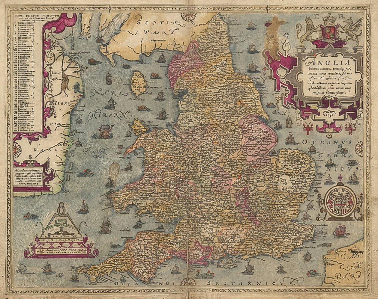 Anglia: İngiltere ve Galler. 1579 by Christopher Saxton