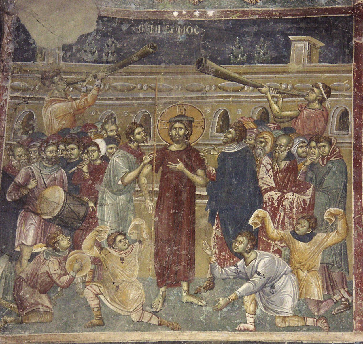 Müzisyenlerin İsa ile Alay sahnesi, yaklaşık 1317 by Chrostiras Michael