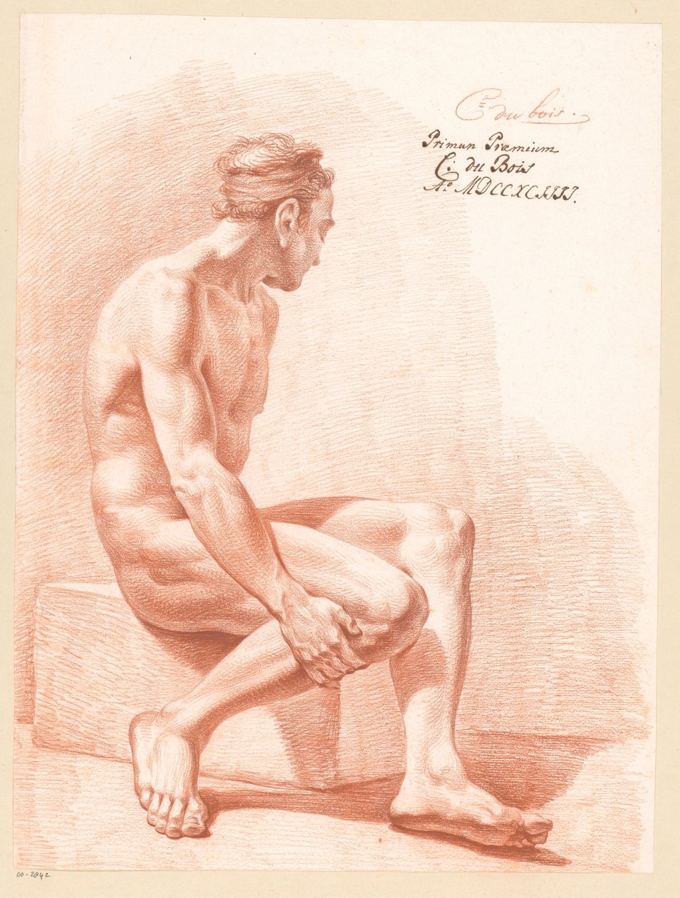 Oturan Erkek Çıplak, Yan Görünüm (1. Ödül 1794) by Chrétien Dubois