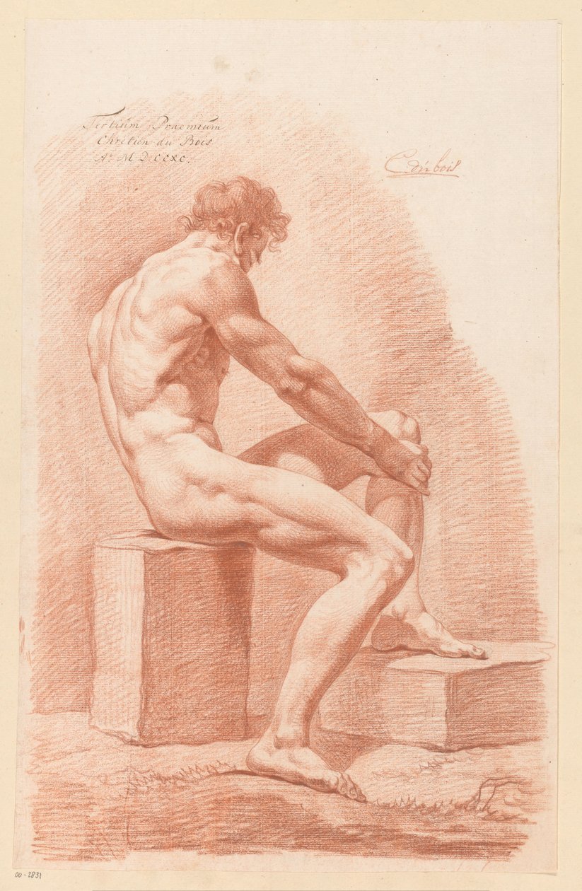 Oturan Erkek Çıplak, Yan Görünüm (3. Ödül 1790) by Chrétien Dubois