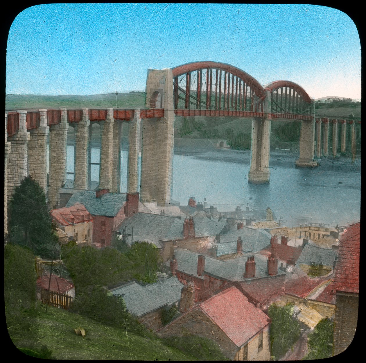 Royal Albert Bridge, Saltash, Cornwall, 19. yüzyılın sonları veya 20. yüzyılın başlarında by Church Army Lantern Department