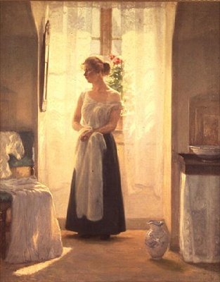 Aynanın önünde duran bir kızla iç mekan by Cilius Anderson